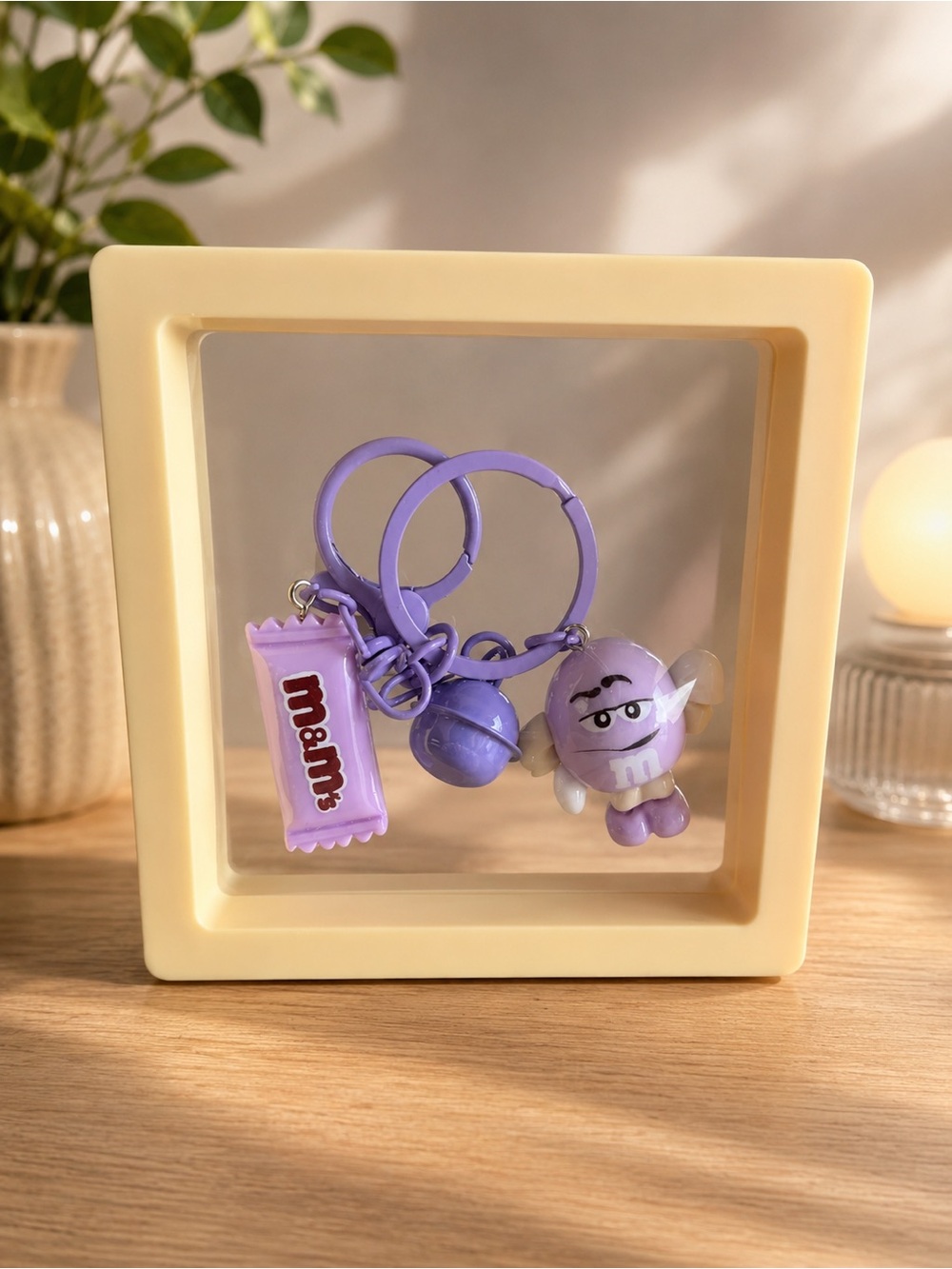 Purple M&M bag charm